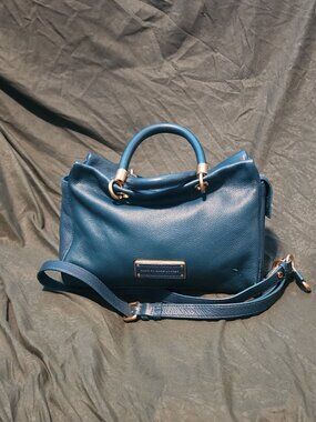 Marc By Marc Jacobs Blue Leather Satchel Bag Gold Hardware